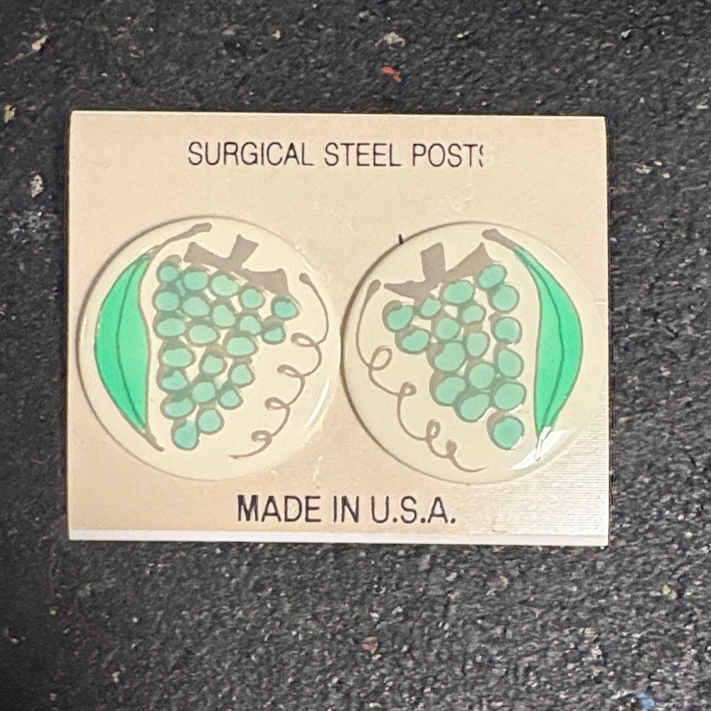 Vintage Grape Earrings with Surgical Steel Posts